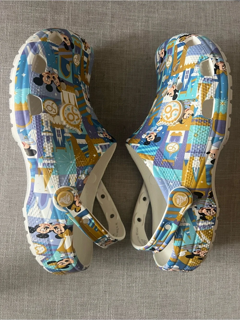 CROCS Classic clogs, Disney Collab 50th Anniversary pattern, unisex, M 9,  W 11